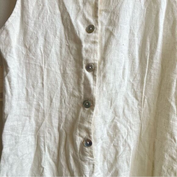 Positive Attitude Womens 100% Long Dress White Sz 2 Side Slits Sleeveless Boho - Picture 8 of 10